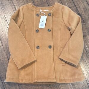 Tan Pea Coat Double-Breasted Minimalist Design